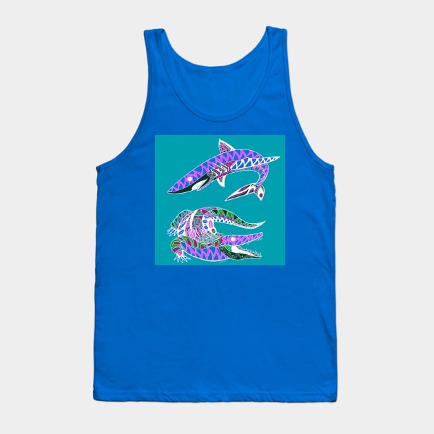 the king of the sea and the swamp the shark and the crocodile Tank Top by jorge_lebeau